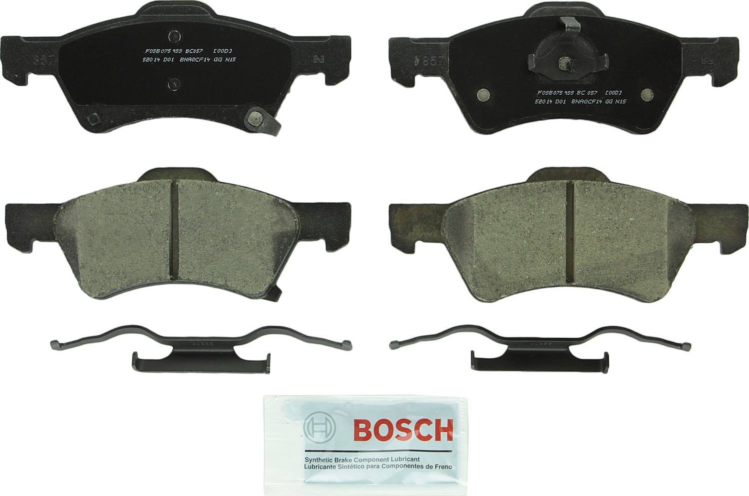 Front View of Front Disc Brake Pad Set BOSCH BC857