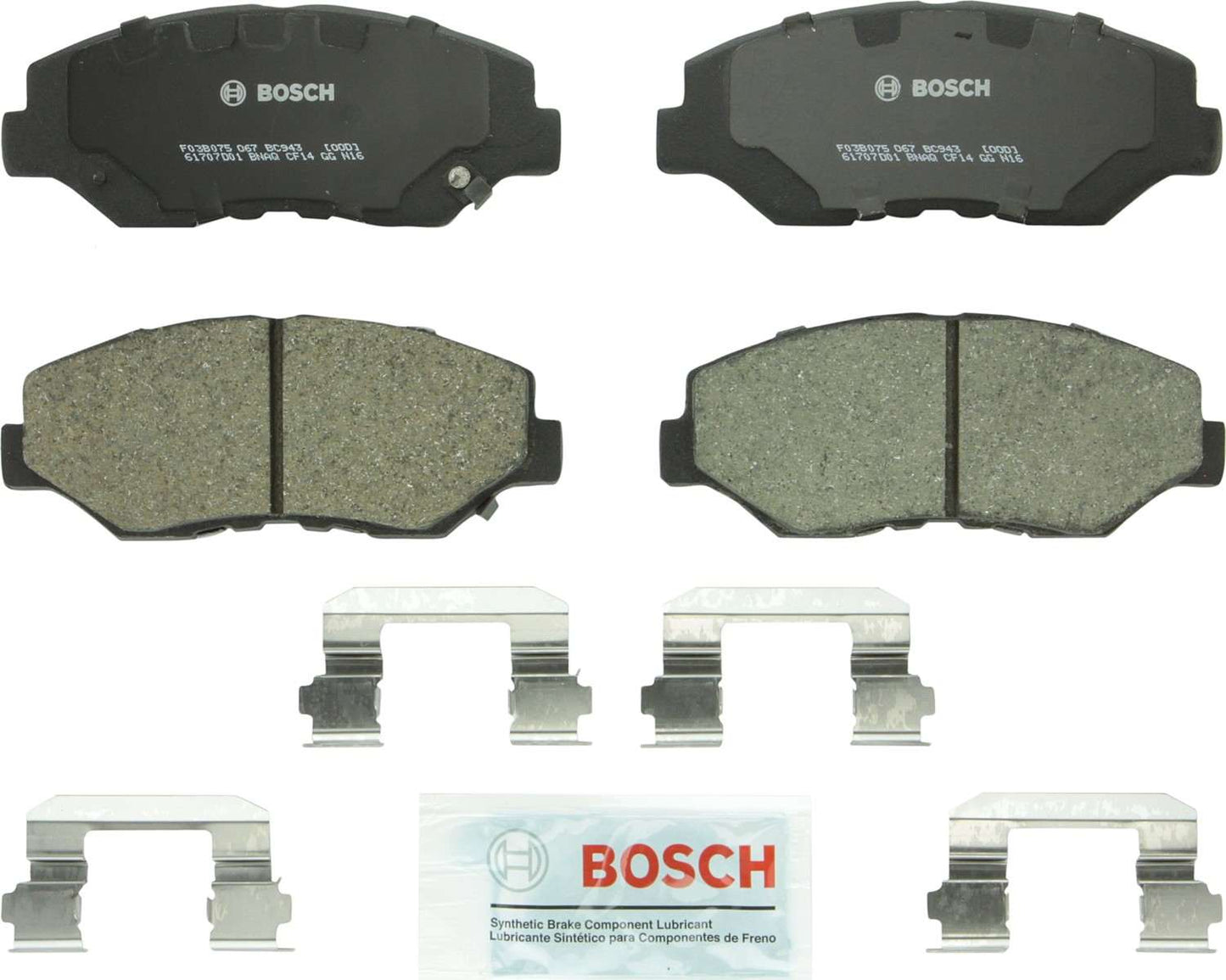 Front View of Front Disc Brake Pad Set BOSCH BC943