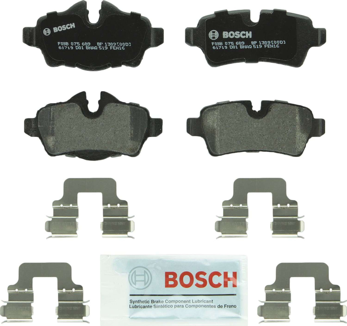 Front View of Rear Disc Brake Pad Set BOSCH BP1309