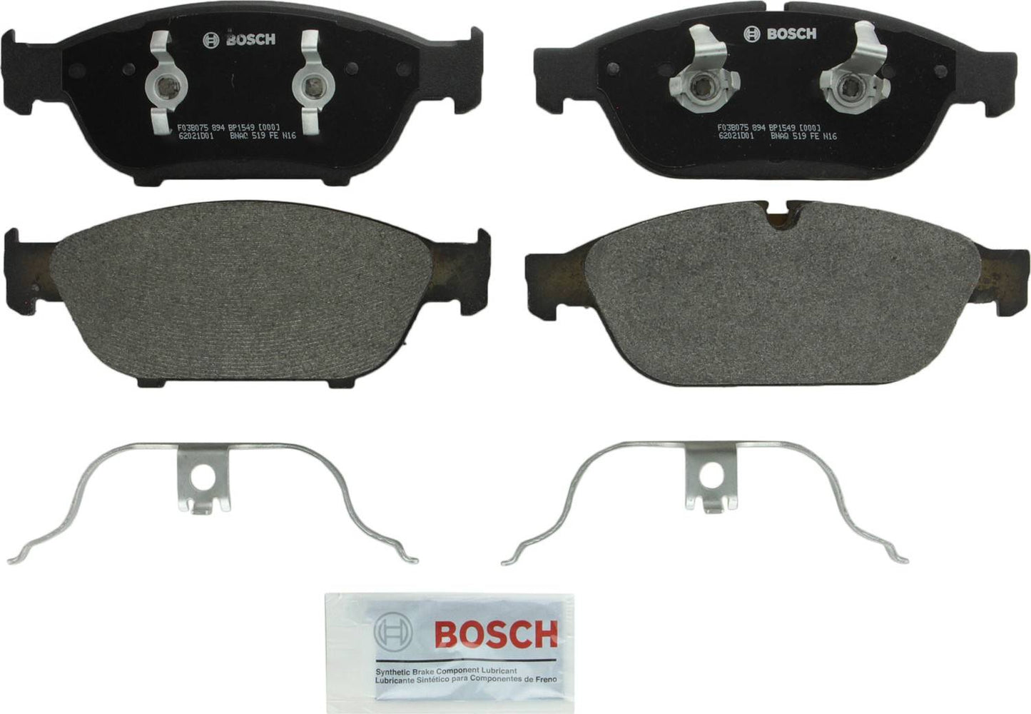 Front View of Front Disc Brake Pad Set BOSCH BP1549