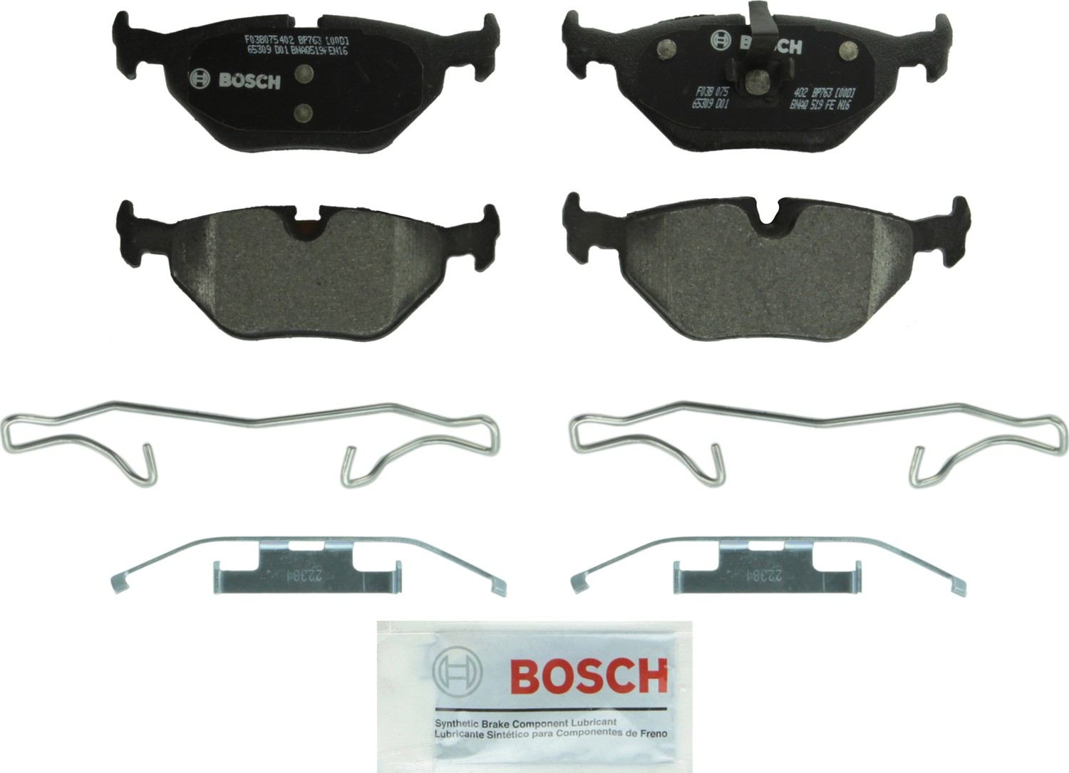 Front View of Rear Disc Brake Pad Set BOSCH BP763