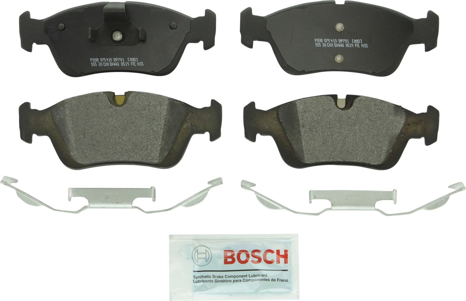 Front View of Front Disc Brake Pad Set BOSCH BP781