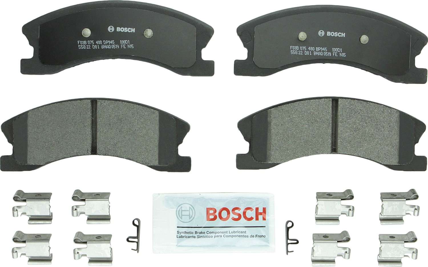 Front View of Front Disc Brake Pad Set BOSCH BP945