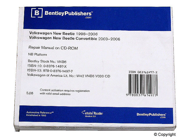 Front View of Repair Manual BENTLEY VNB6