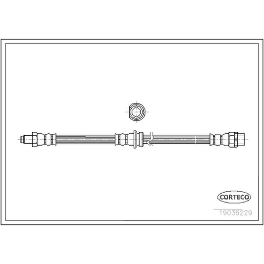 Front View of Brake Hydraulic Hose CORTECO 19036229