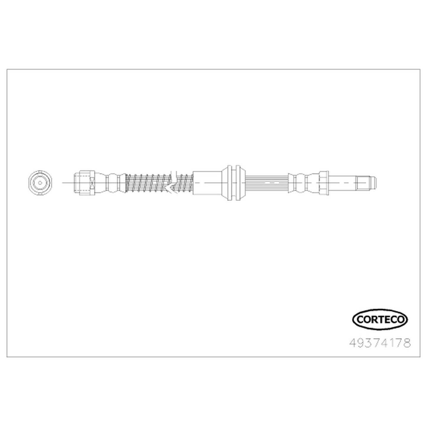 Front View of Brake Hydraulic Hose CORTECO 49374178