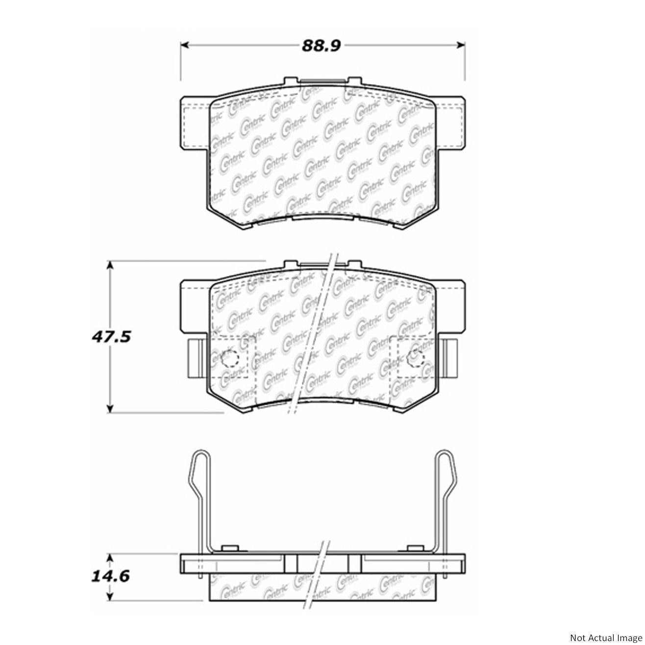 Front View of Rear Disc Brake Pad Set CENTRIC 102.05360