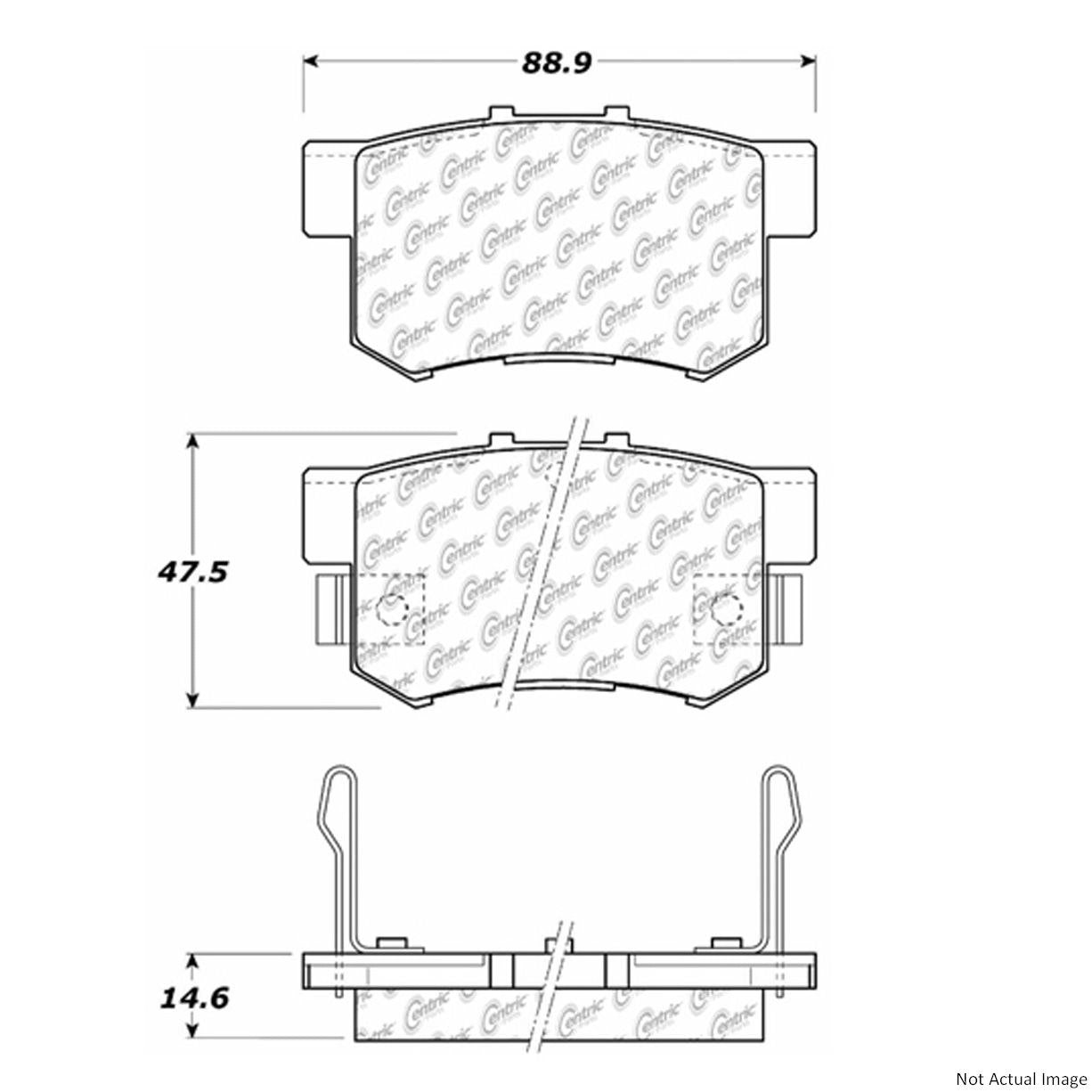 Front View of Rear Disc Brake Pad Set CENTRIC 102.05370