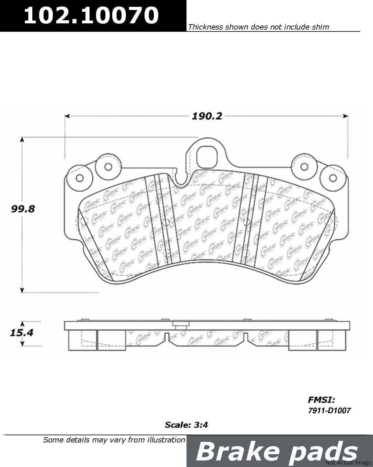 Front View of Front Disc Brake Pad Set CENTRIC 102.10070