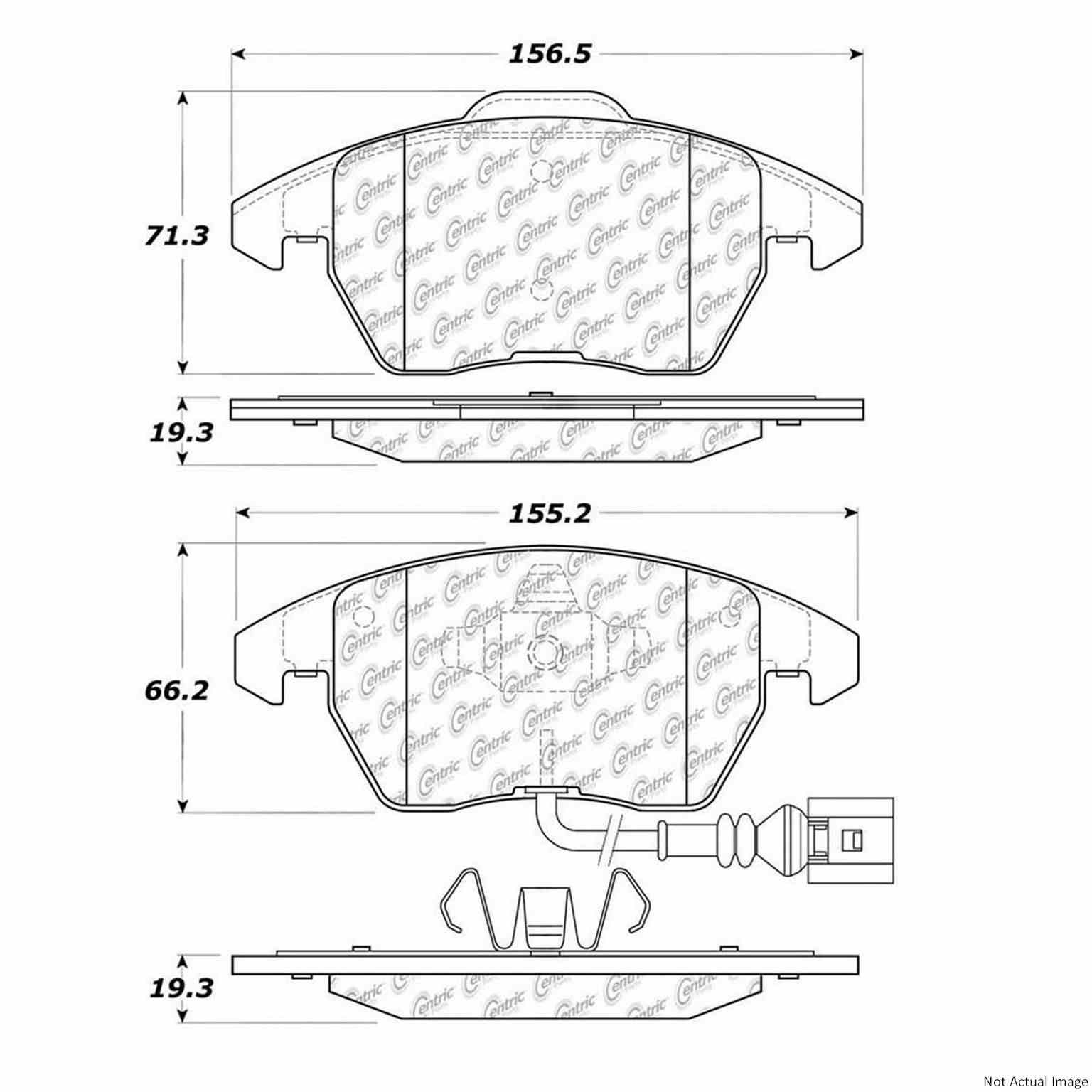 Front View of Front Disc Brake Pad Set CENTRIC 102.11070