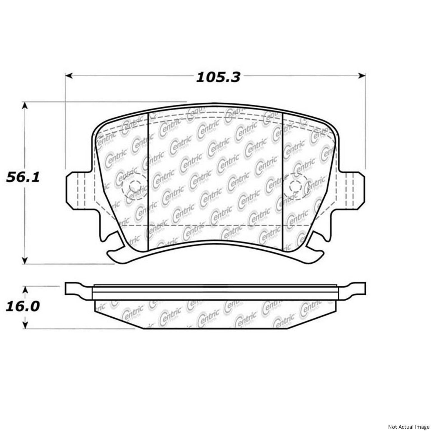 Front View of Rear Disc Brake Pad Set CENTRIC 102.11080