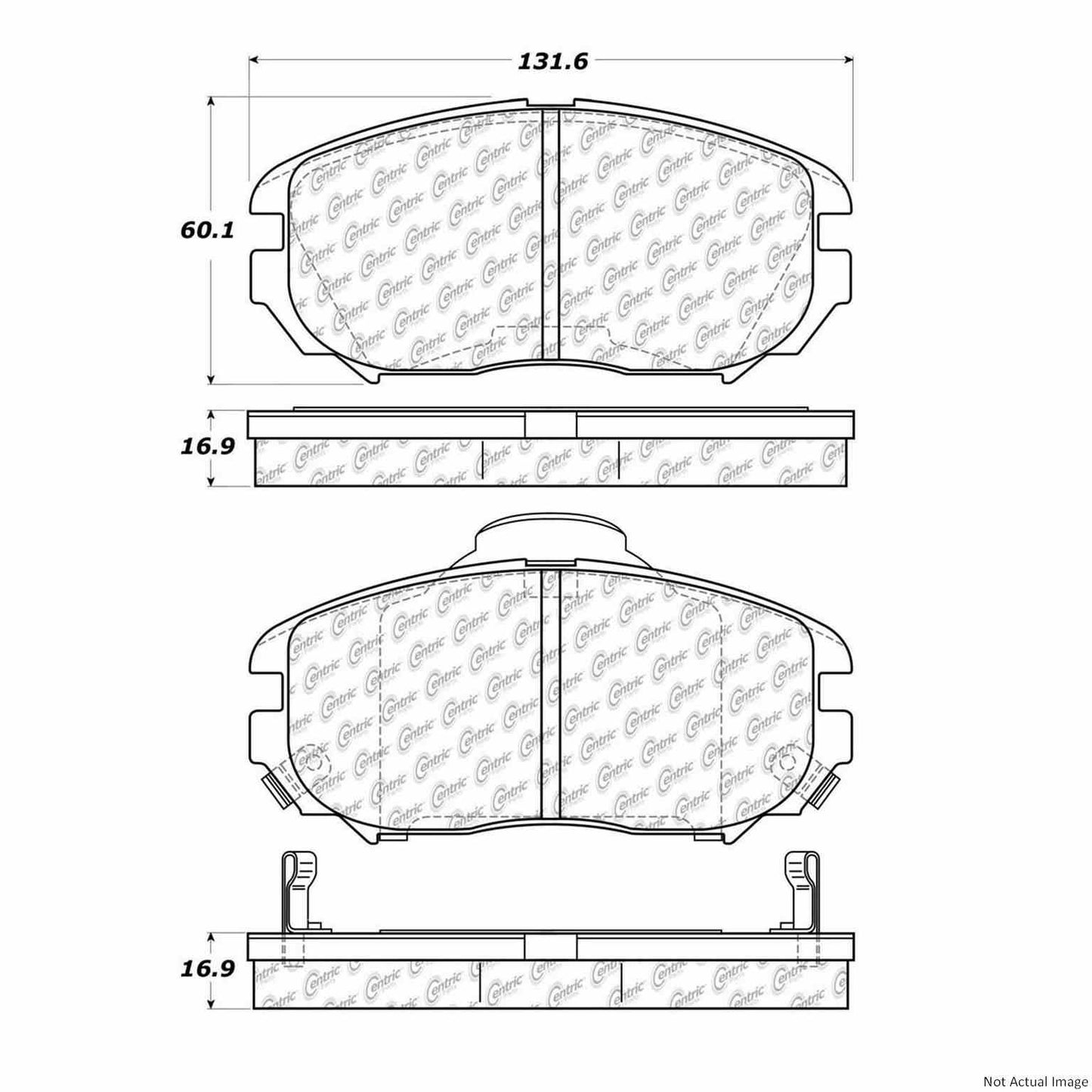 Front View of Front Disc Brake Pad Set CENTRIC 102.11250