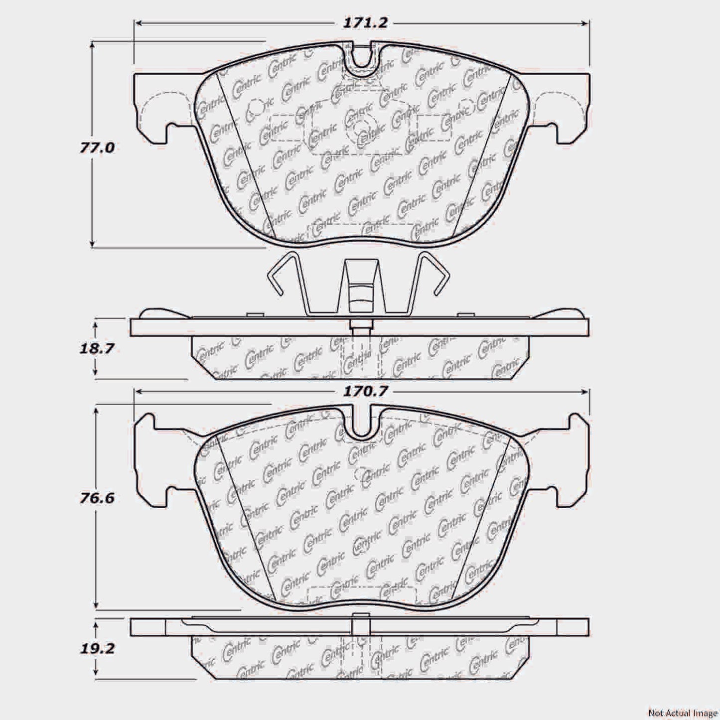 Front View of Front Disc Brake Pad Set CENTRIC 102.12940