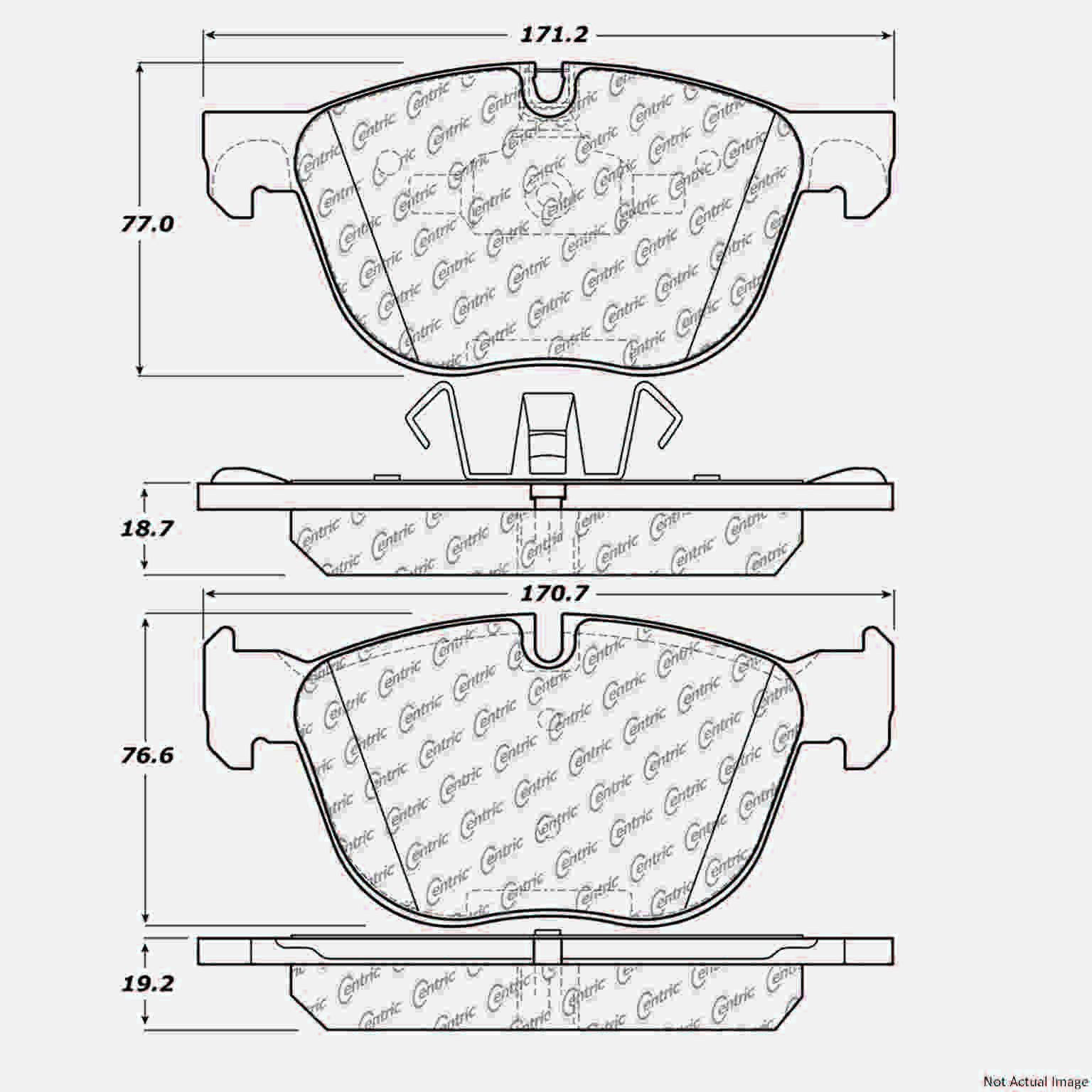 Front View of Front Disc Brake Pad Set CENTRIC 102.12940