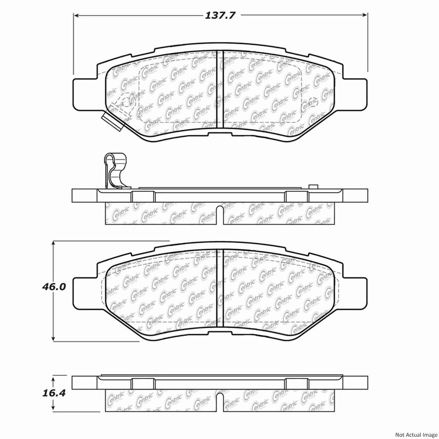 Front View of Rear Disc Brake Pad Set CENTRIC 102.13370