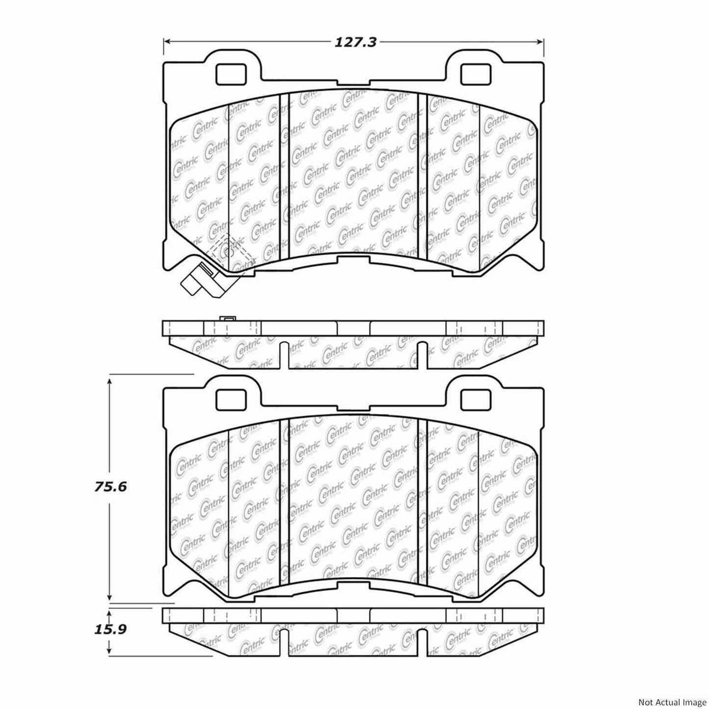 Front View of Front Disc Brake Pad Set CENTRIC 102.13460