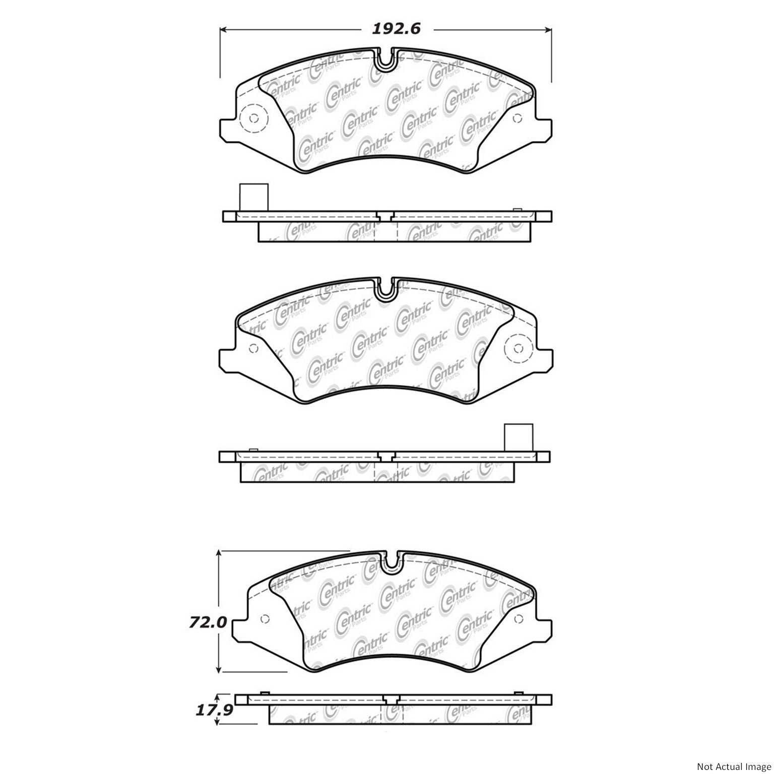 Front View of Front Disc Brake Pad Set CENTRIC 102.14790