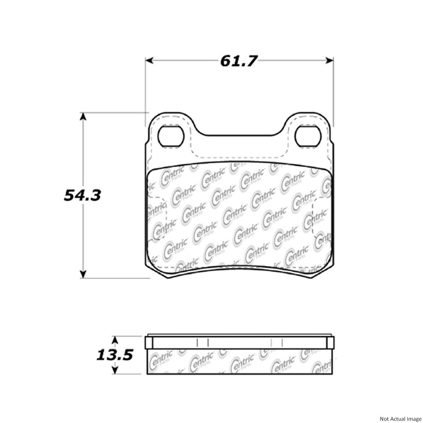 Front View of Rear Disc Brake Pad Set CENTRIC 103.03350