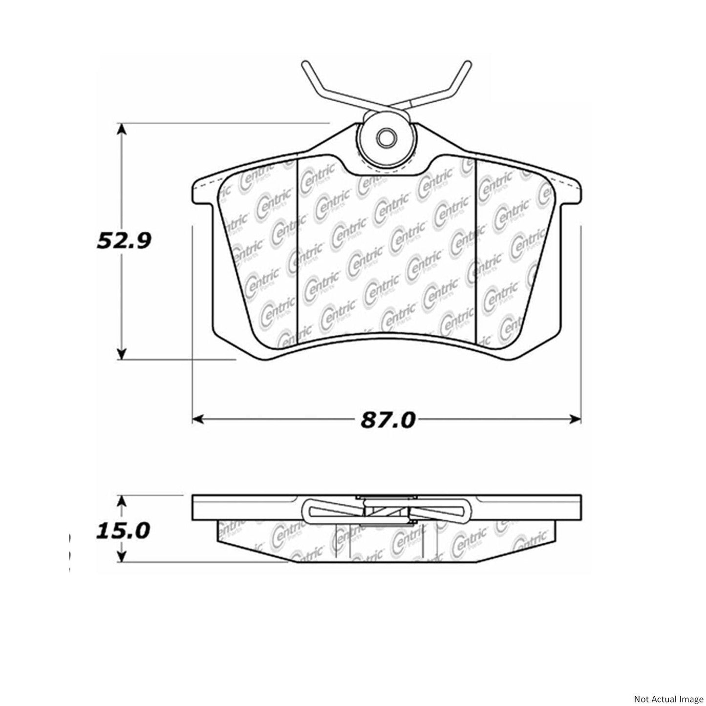 Front View of Rear Disc Brake Pad Set CENTRIC 103.03400