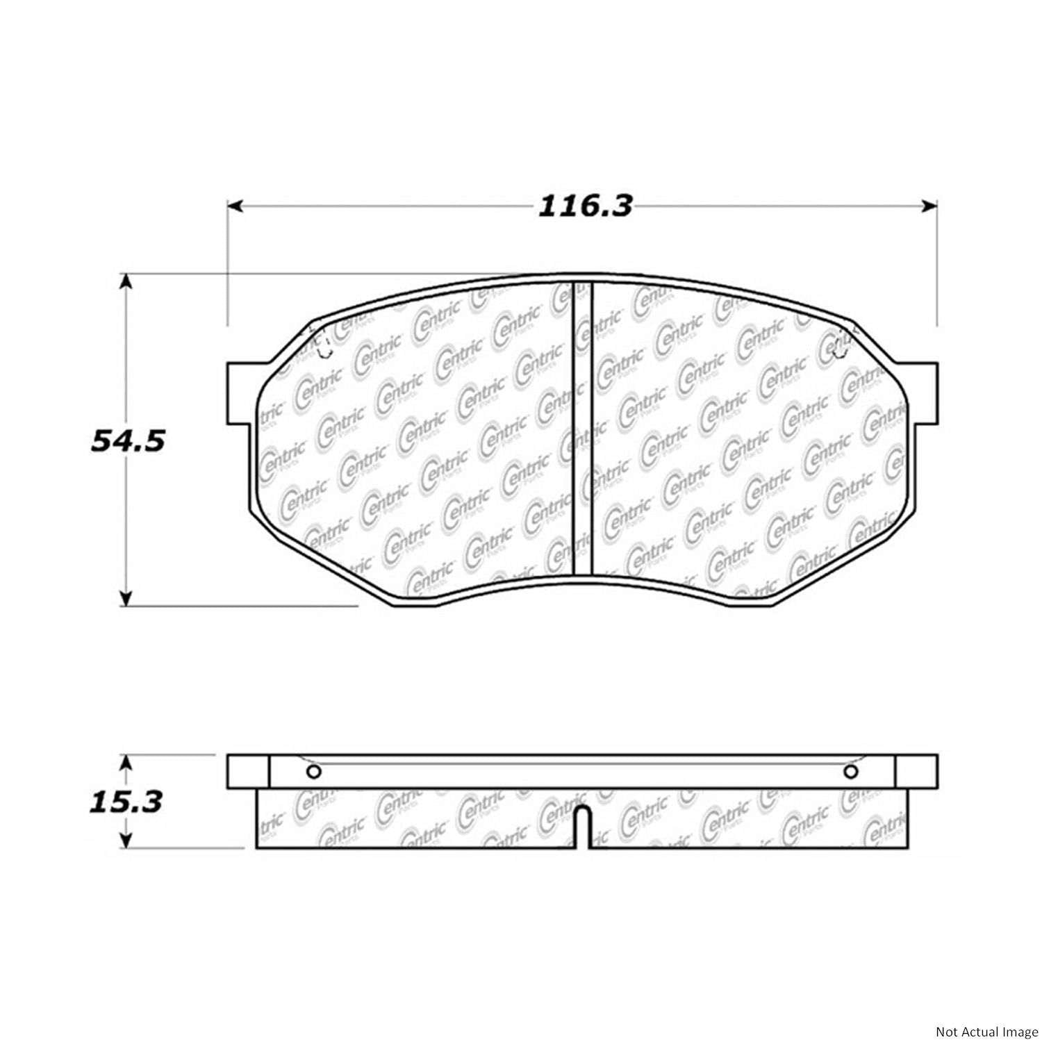 Front View of Front Disc Brake Pad Set CENTRIC 103.03890