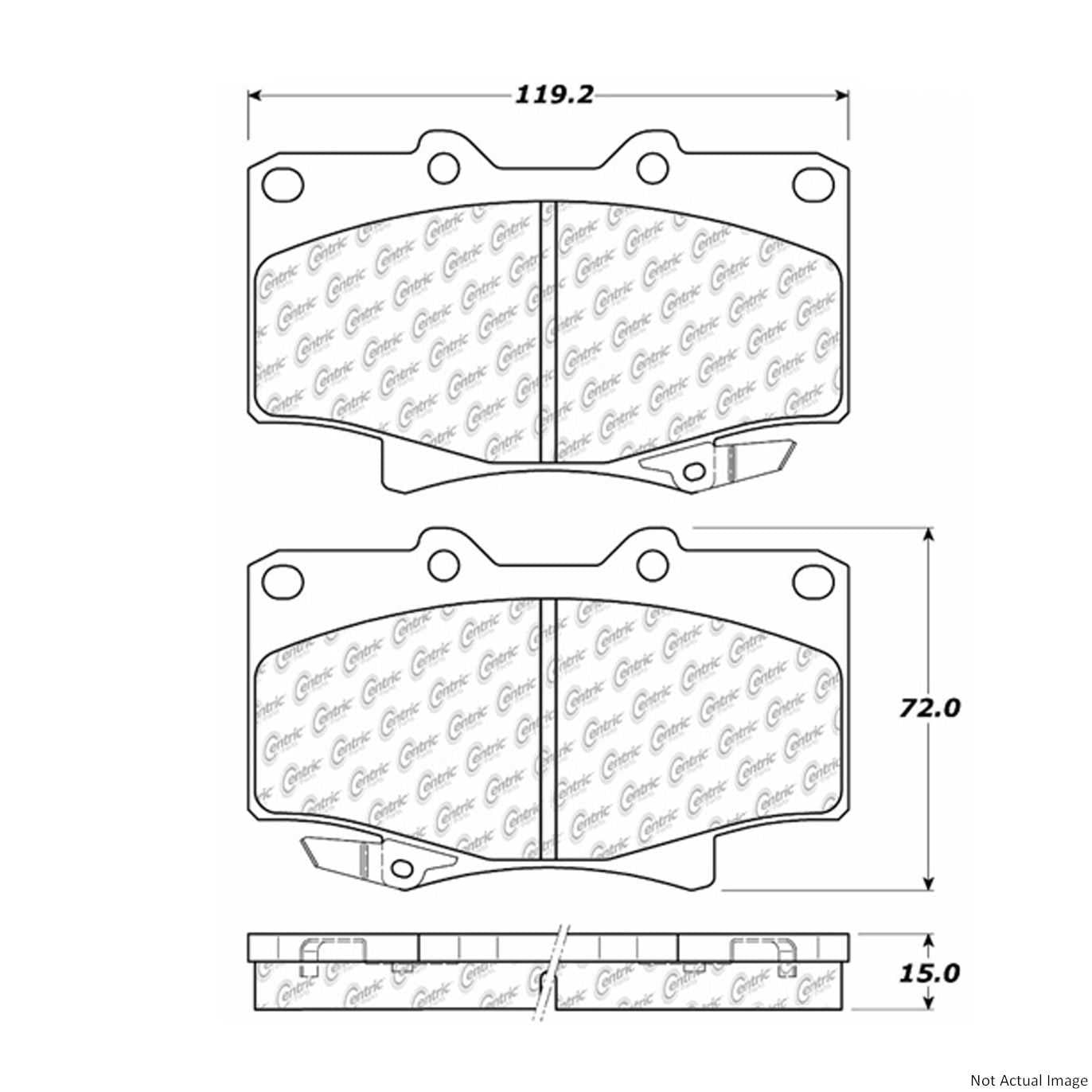 Front View of Front Disc Brake Pad Set CENTRIC 103.05020