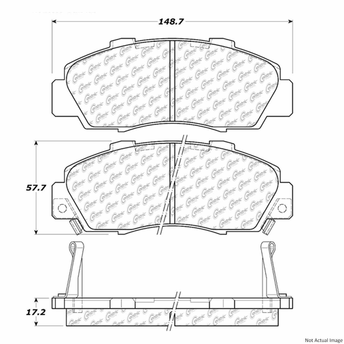 Front View of Front Disc Brake Pad Set CENTRIC 103.05030