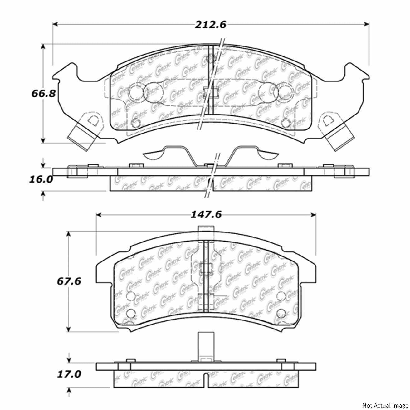 Front View of Front Disc Brake Pad Set CENTRIC 103.05050