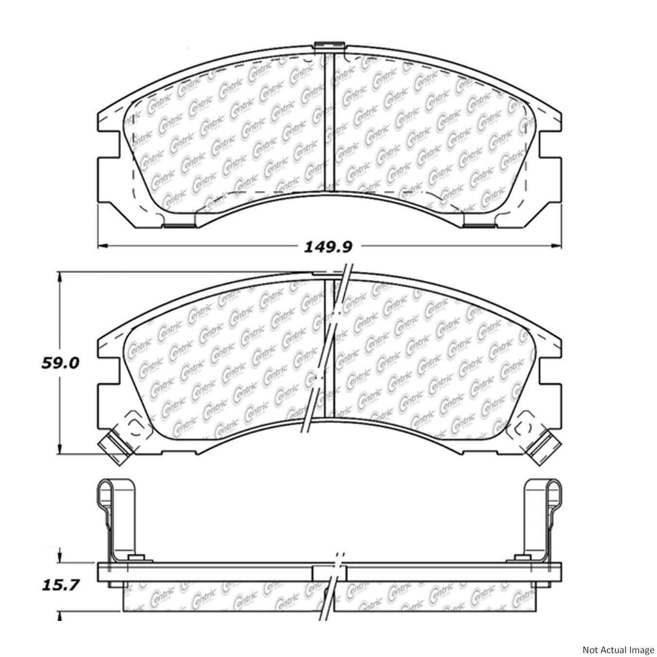 Front View of Front Disc Brake Pad Set CENTRIC 103.05300