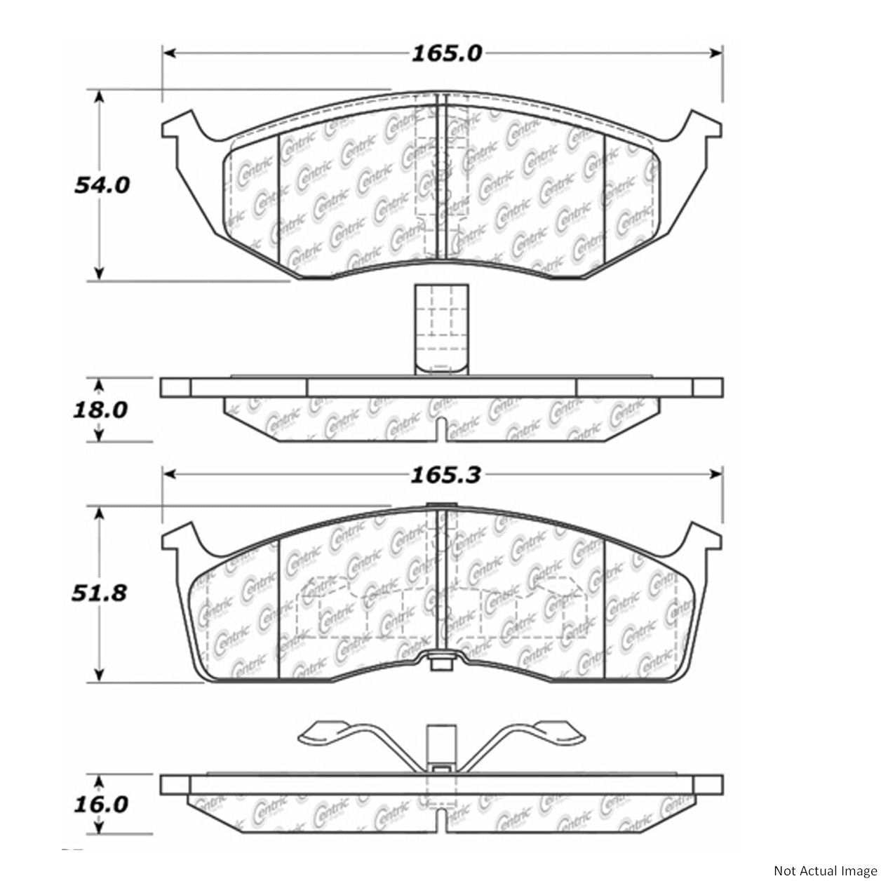 Front View of Front Disc Brake Pad Set CENTRIC 103.05910