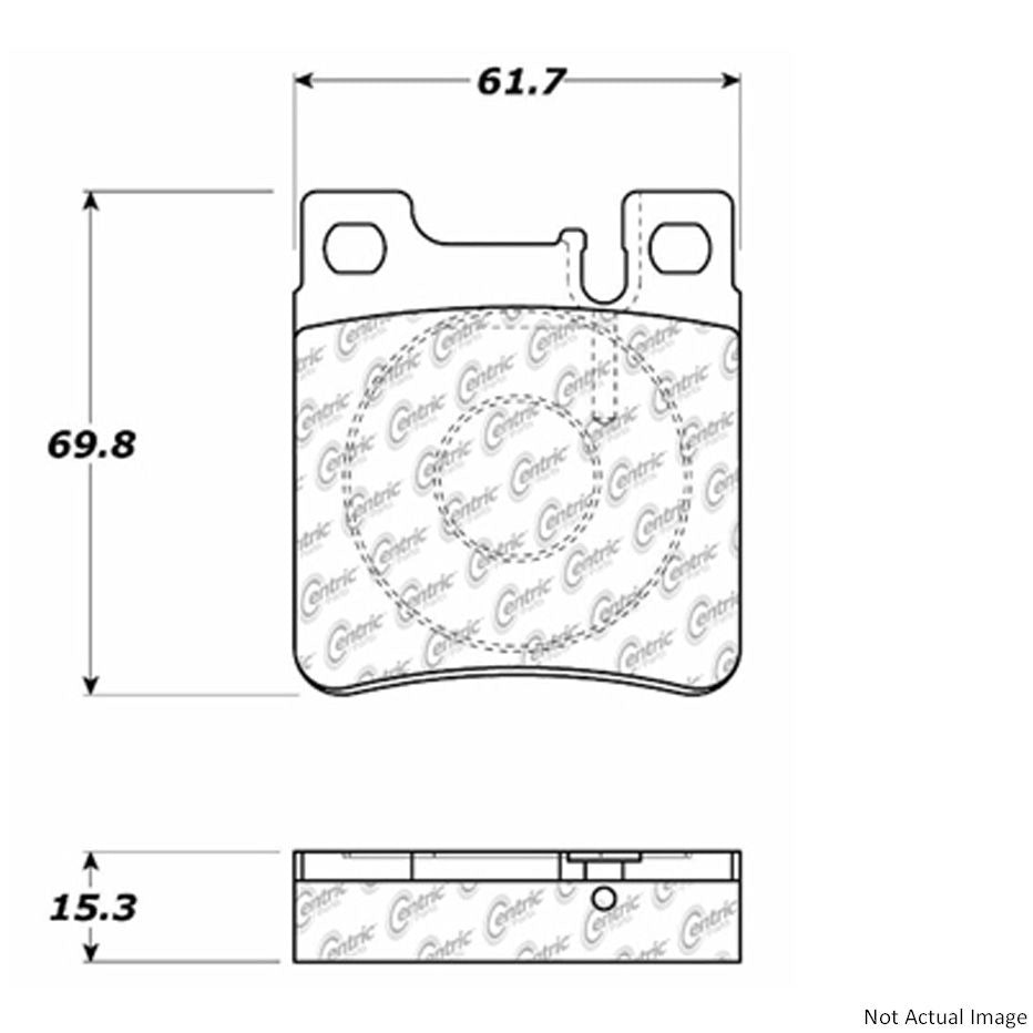 Front View of Rear Disc Brake Pad Set CENTRIC 103.06030