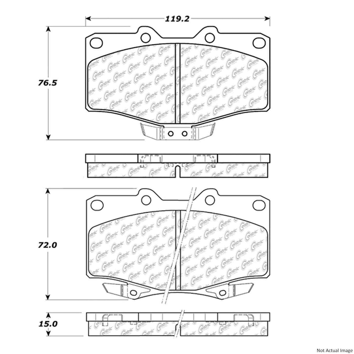 Front View of Front Disc Brake Pad Set CENTRIC 103.06110