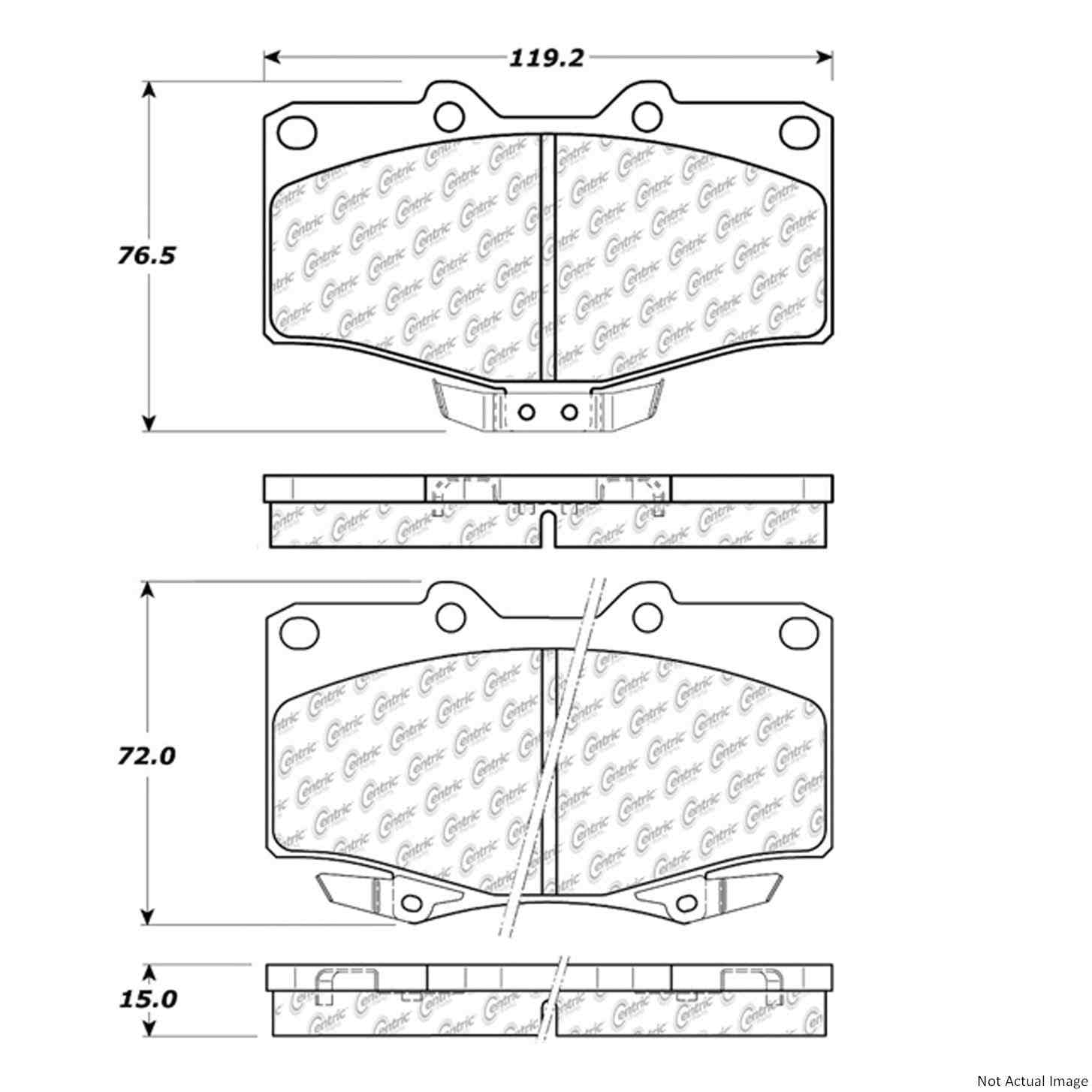 Front View of Front Disc Brake Pad Set CENTRIC 103.06110