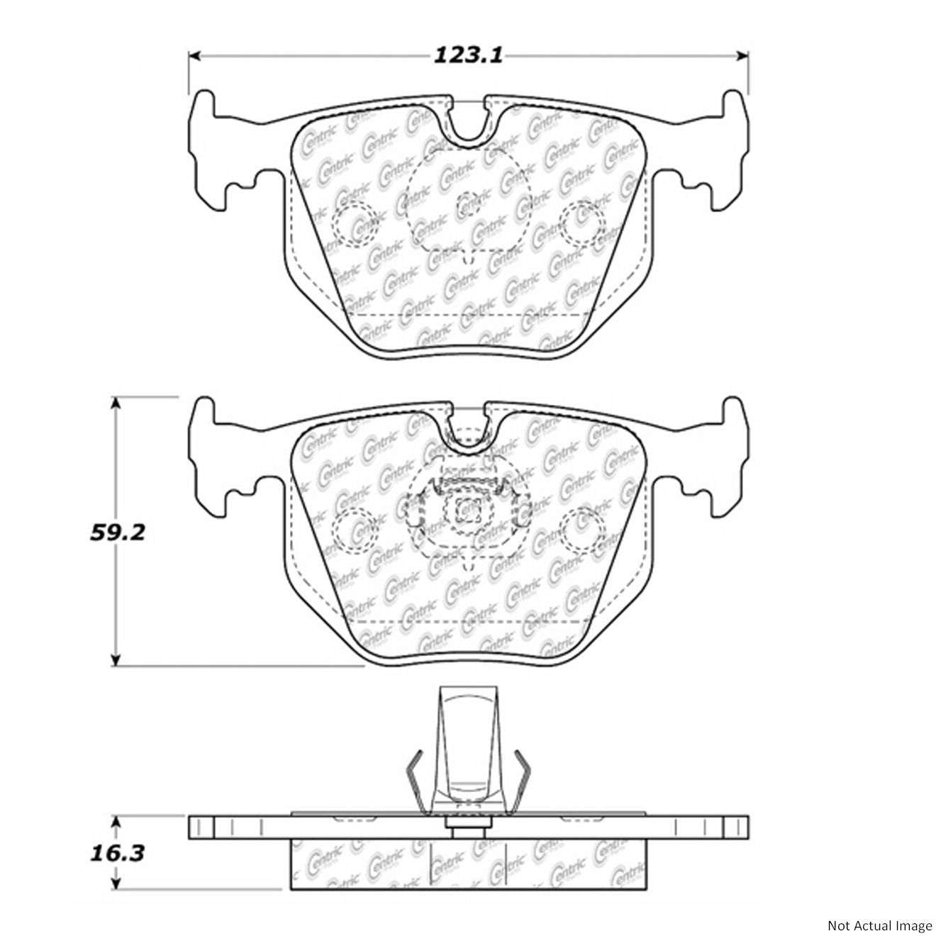 Front View of Rear Disc Brake Pad Set CENTRIC 103.06830