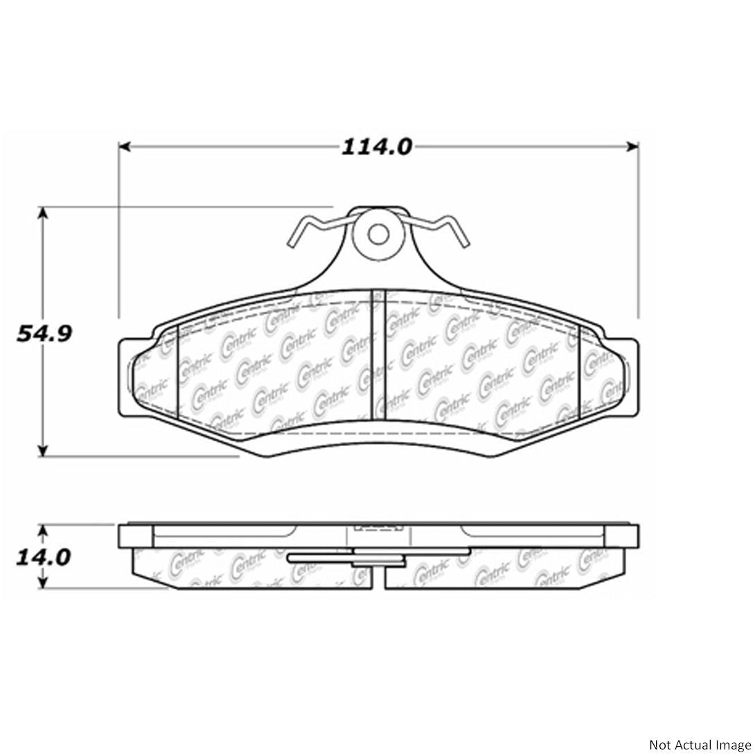 Front View of Rear Disc Brake Pad Set CENTRIC 103.07240