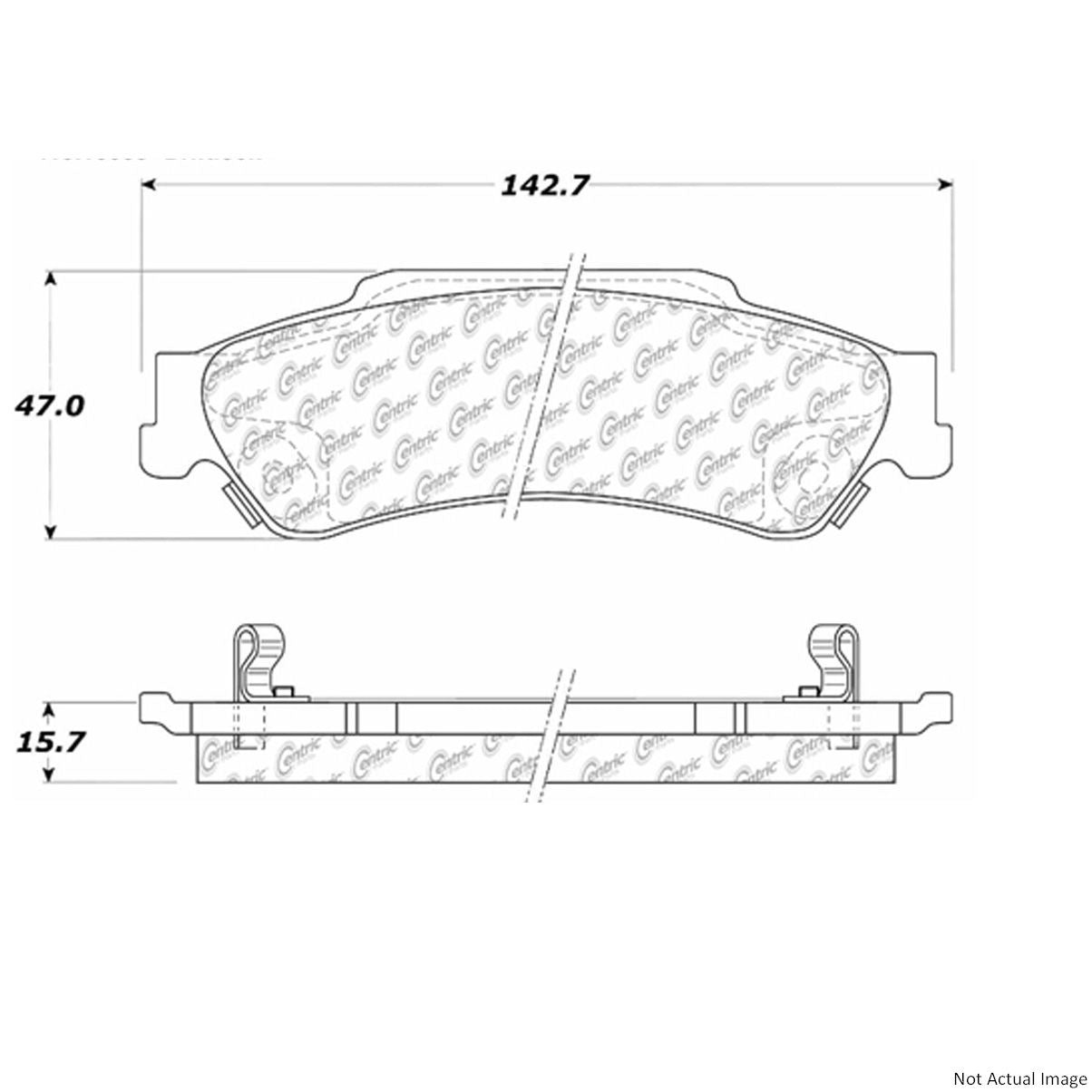 Front View of Rear Disc Brake Pad Set CENTRIC 103.07290