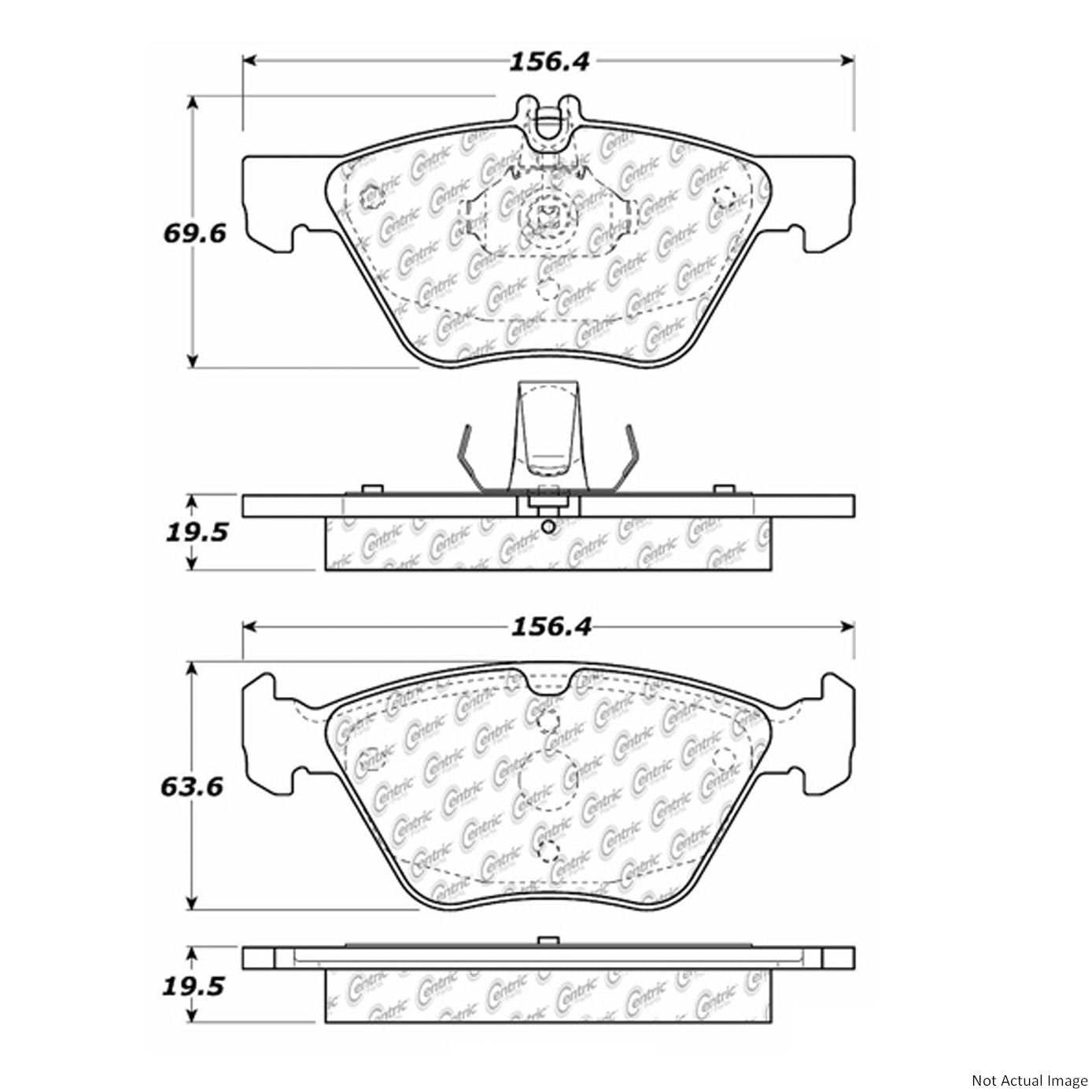 Front View of Front Disc Brake Pad Set CENTRIC 103.07400