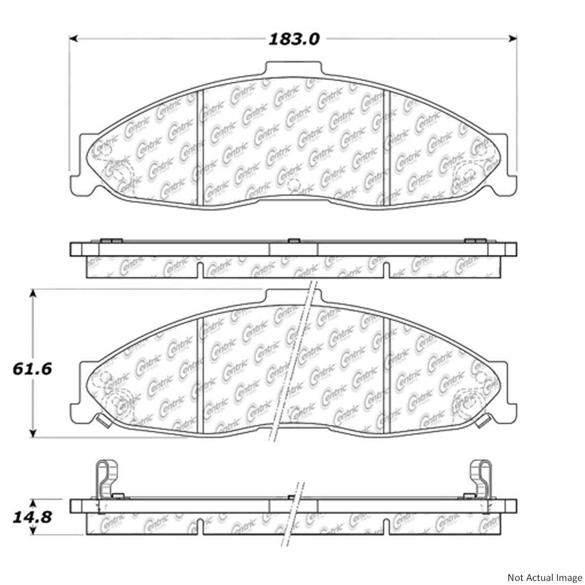 Front View of Front Disc Brake Pad Set CENTRIC 103.07490