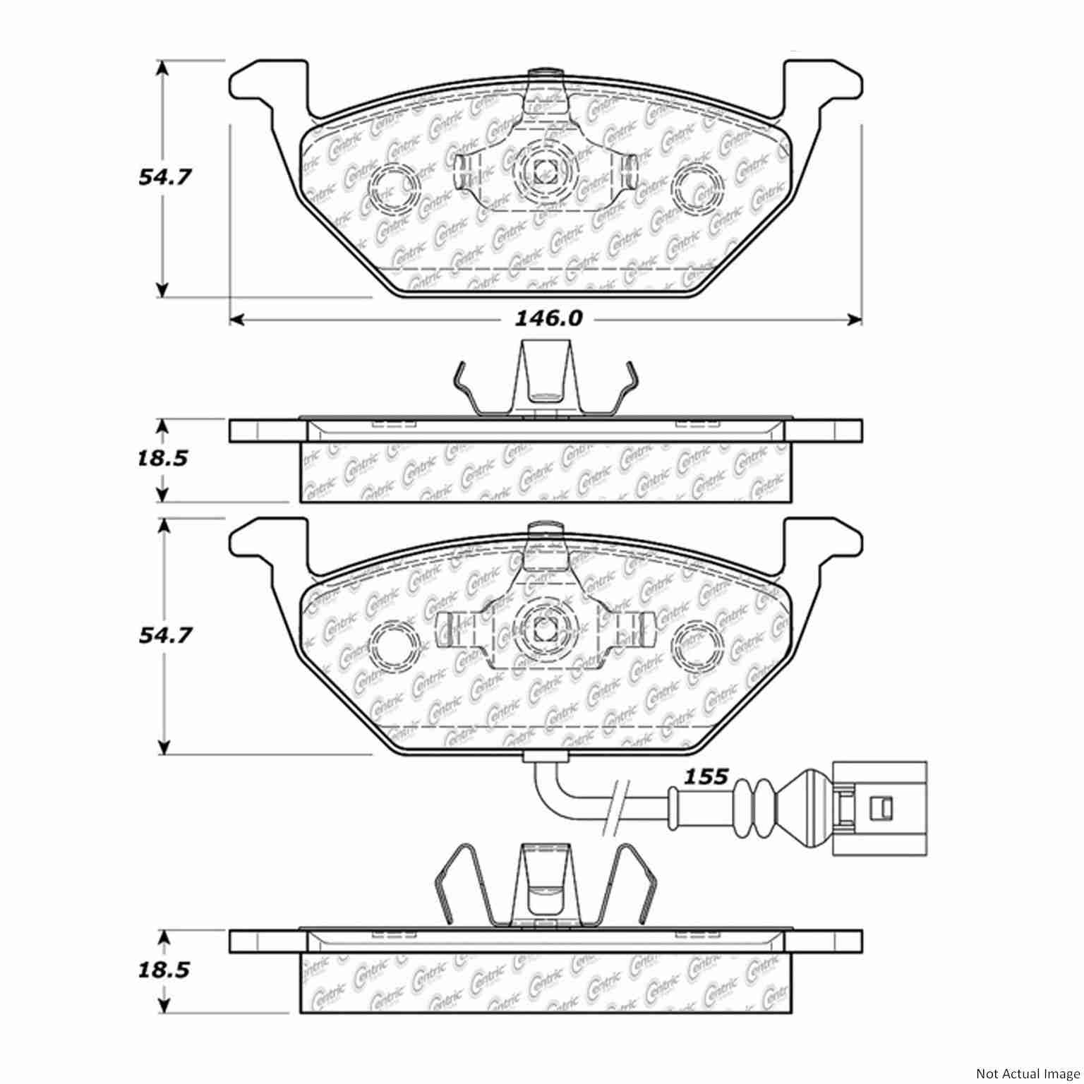 Front View of Front Disc Brake Pad Set CENTRIC 103.07681