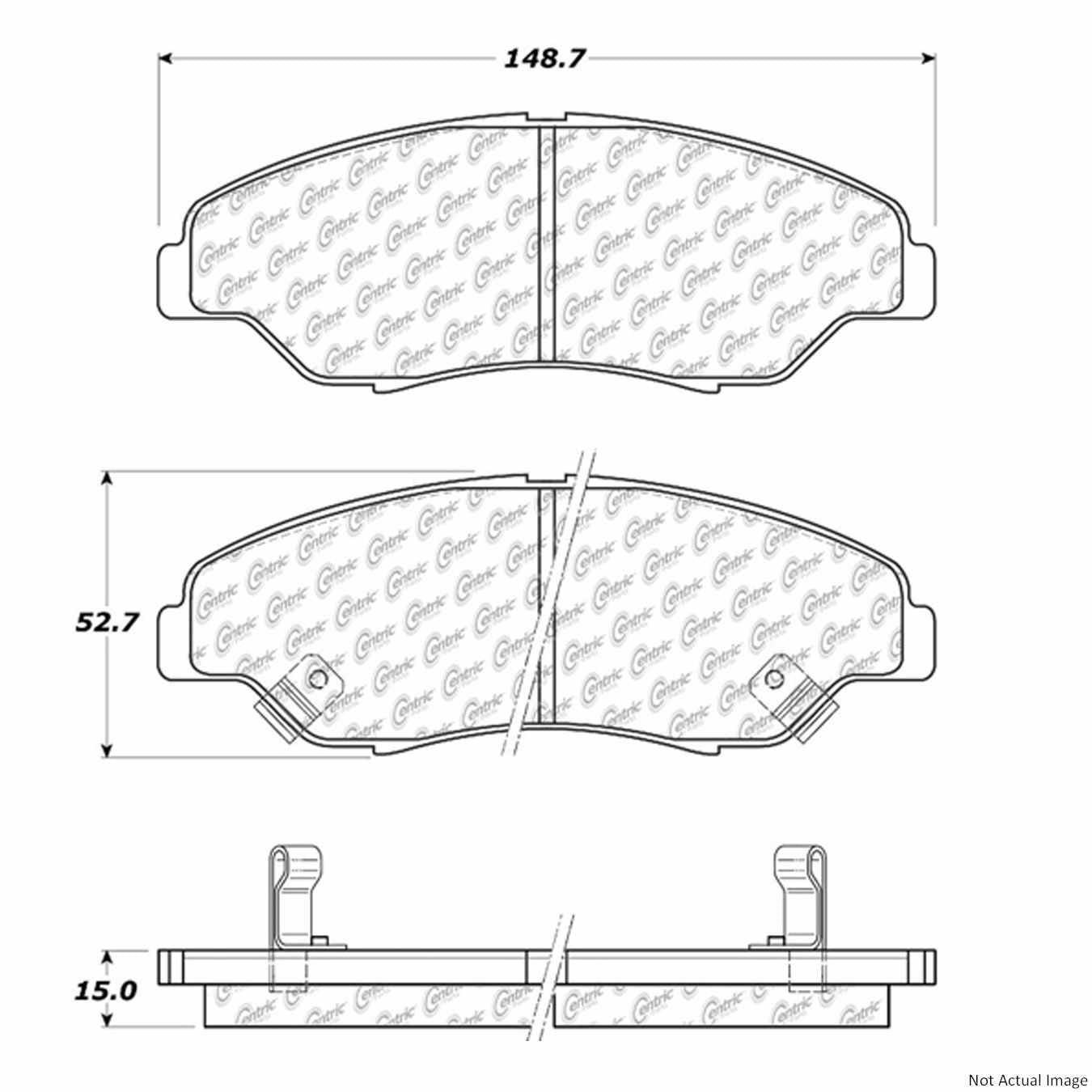 Front View of Front Disc Brake Pad Set CENTRIC 103.07740