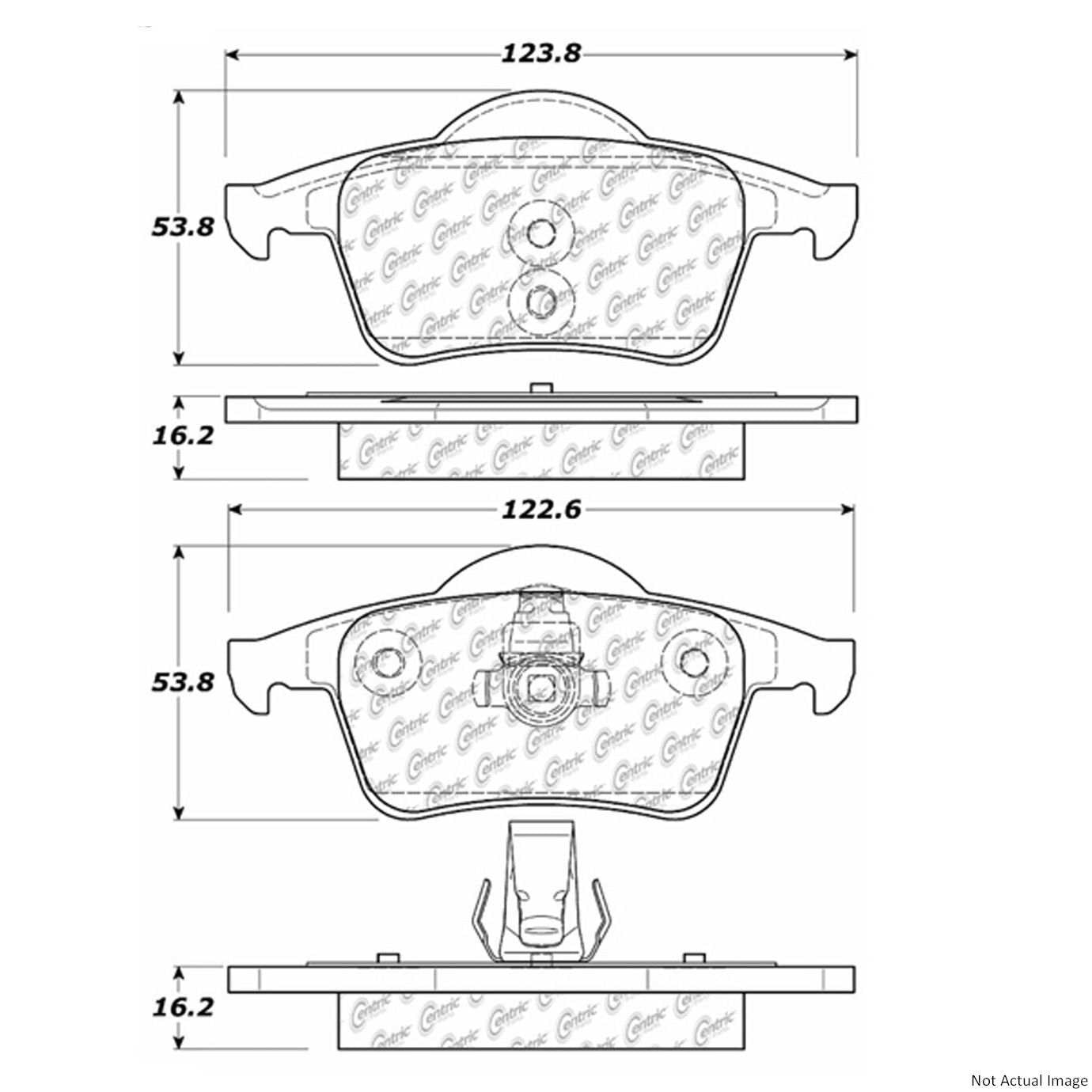 Front View of Rear Disc Brake Pad Set CENTRIC 103.07950