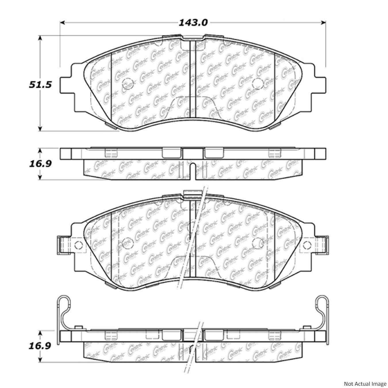 Front View of Front Disc Brake Pad Set CENTRIC 103.07970