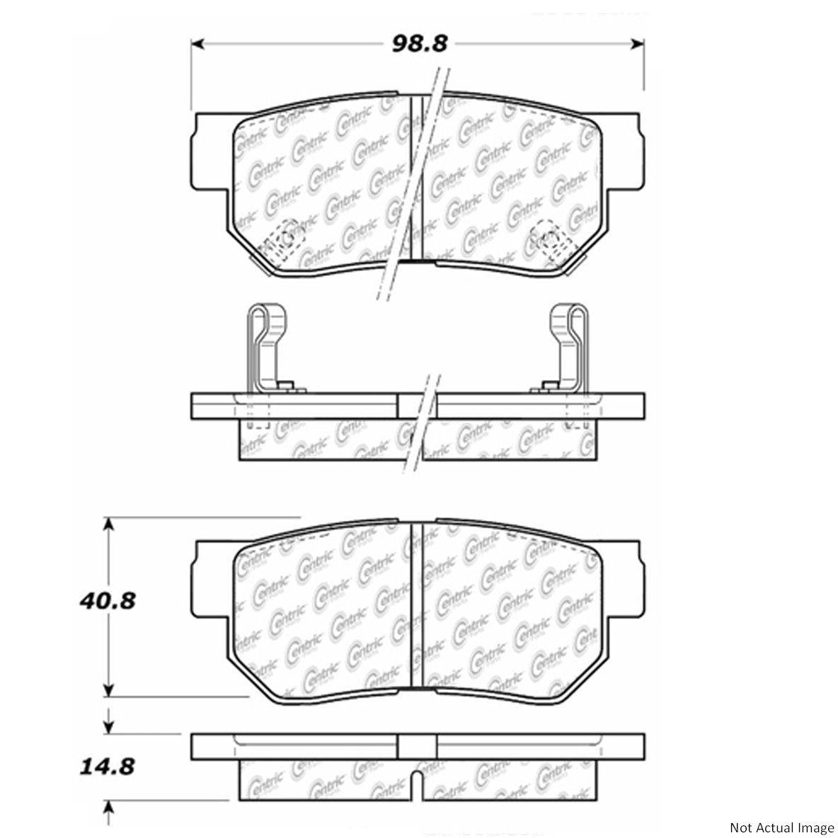 Front View of Rear Disc Brake Pad Set CENTRIC 103.08130