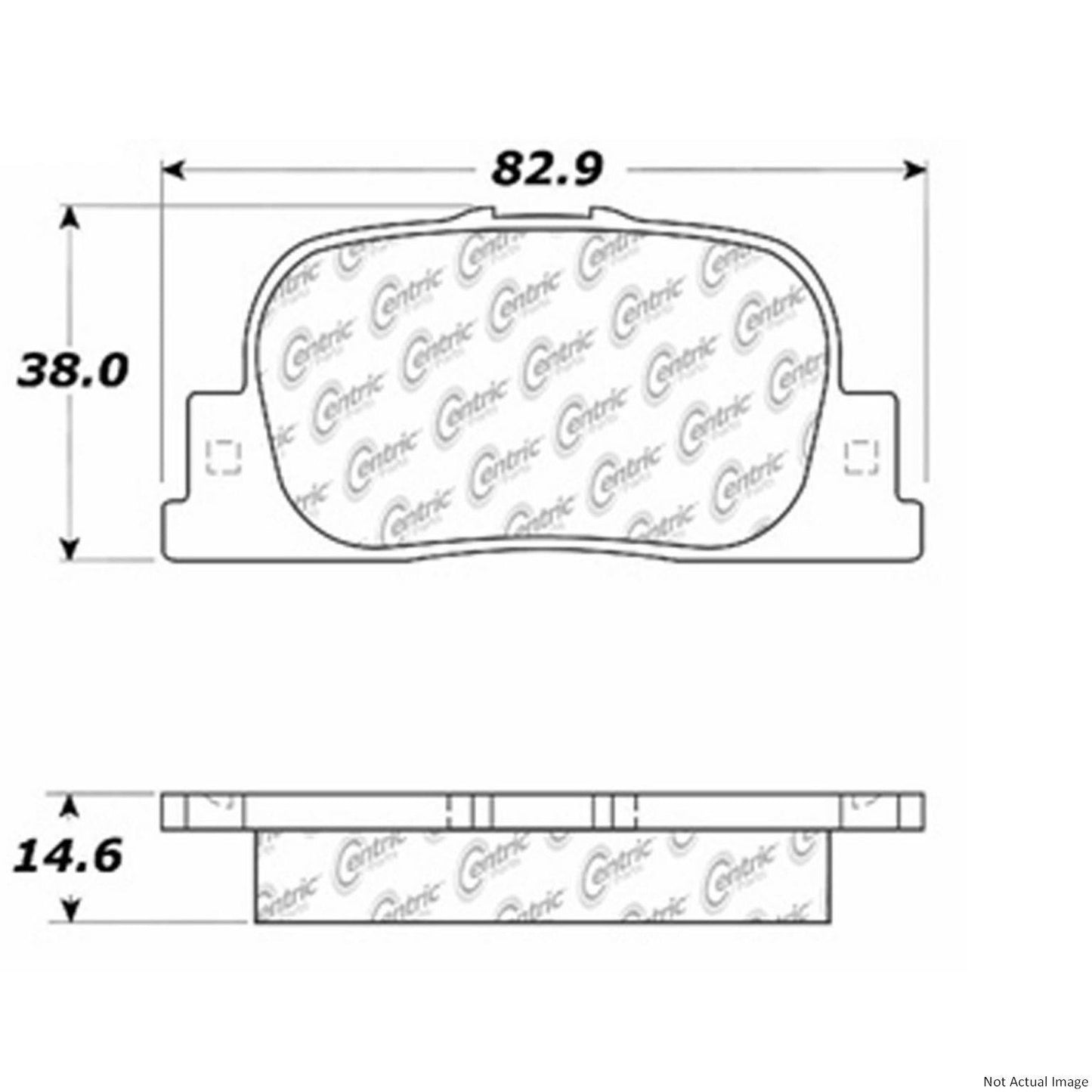 Front View of Rear Disc Brake Pad Set CENTRIC 103.08350