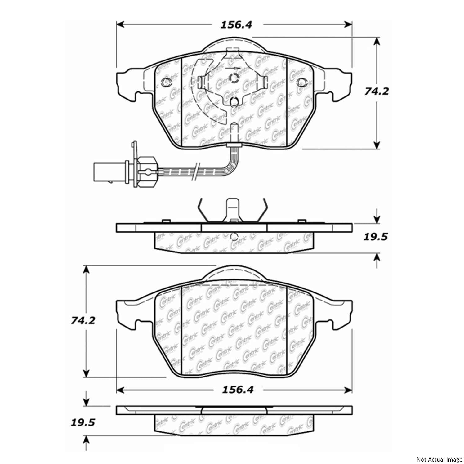 Front View of Front Disc Brake Pad Set CENTRIC 103.08400