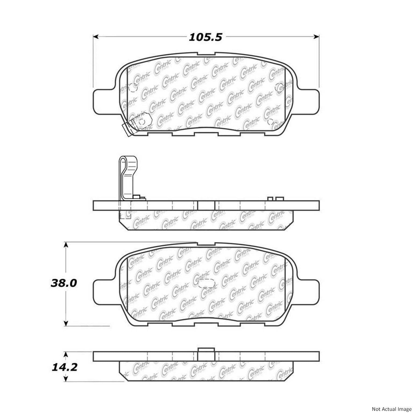 Front View of Rear Disc Brake Pad Set CENTRIC 103.09050