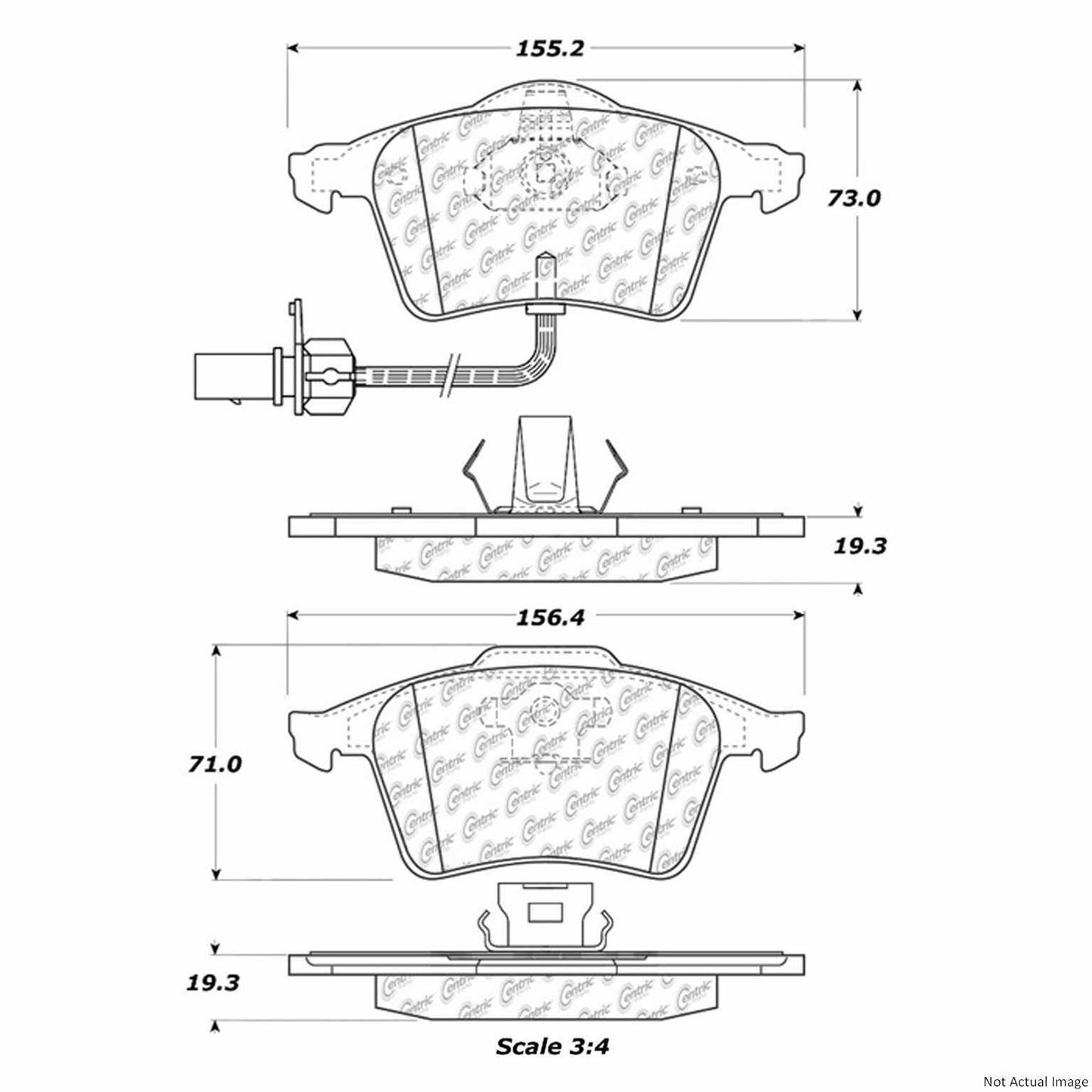 Front View of Front Disc Brake Pad Set CENTRIC 103.09151