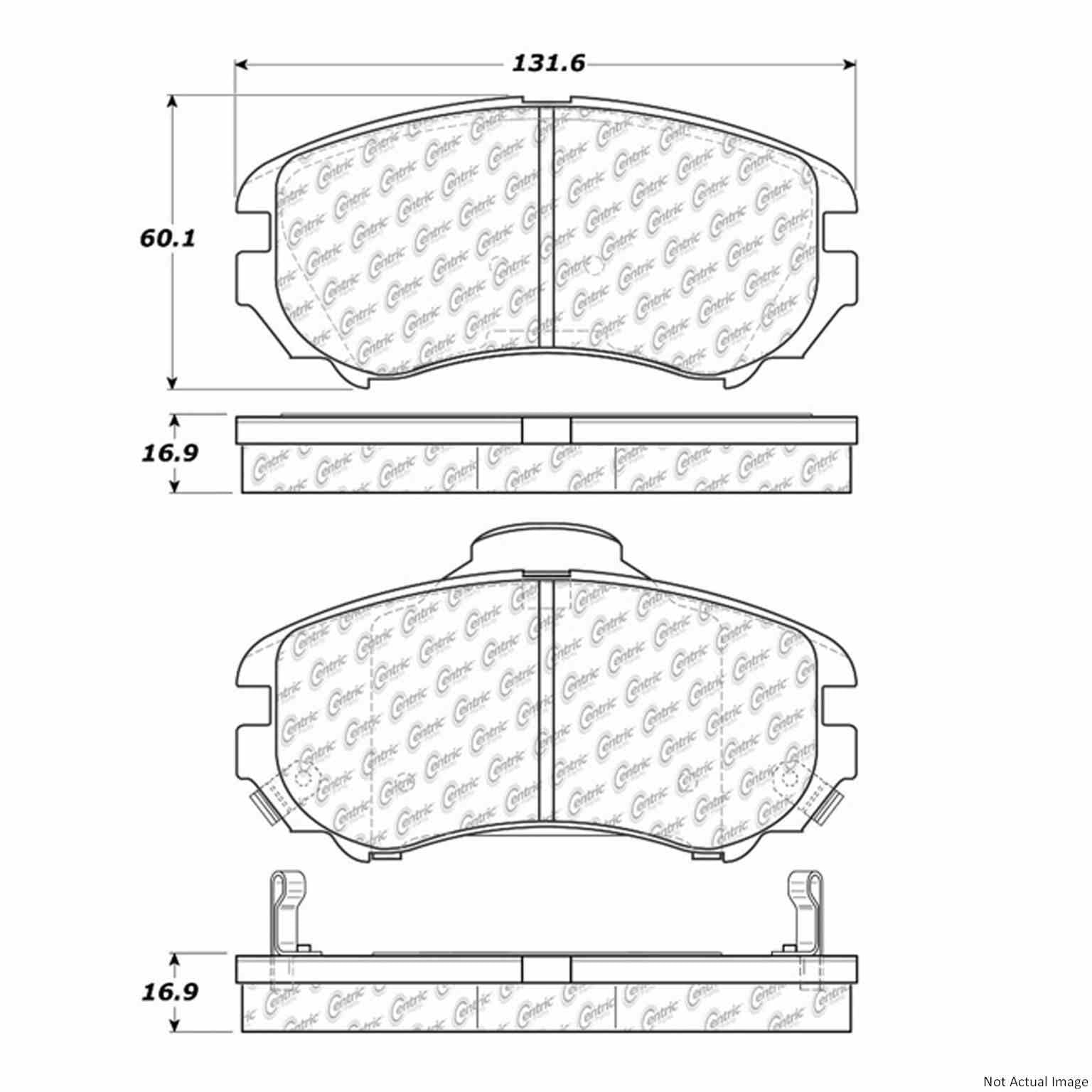 Front View of Front Disc Brake Pad Set CENTRIC 103.09240