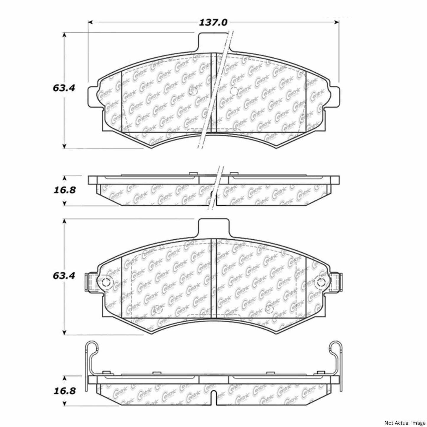 Front View of Front Disc Brake Pad Set CENTRIC 103.09410