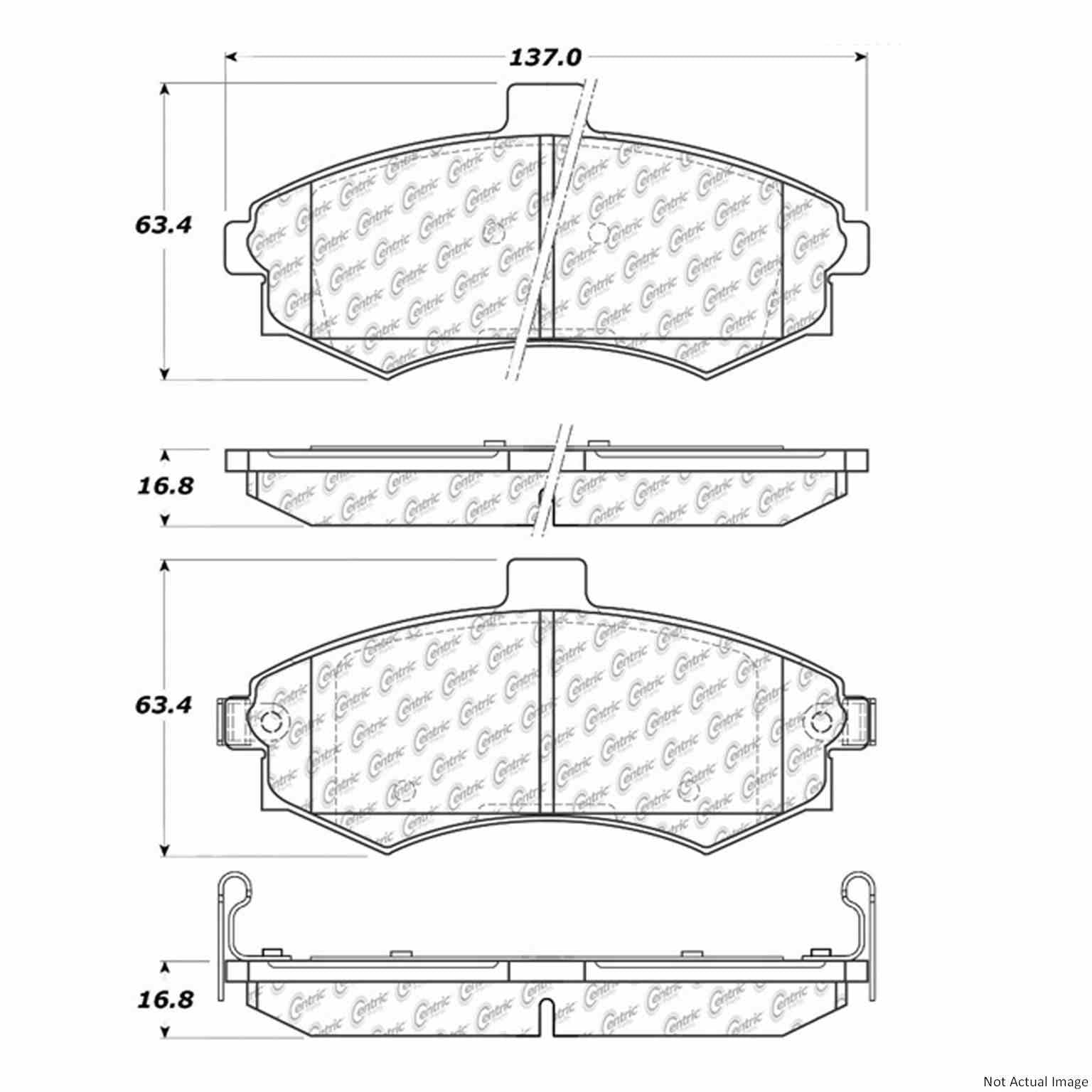 Front View of Front Disc Brake Pad Set CENTRIC 103.09410