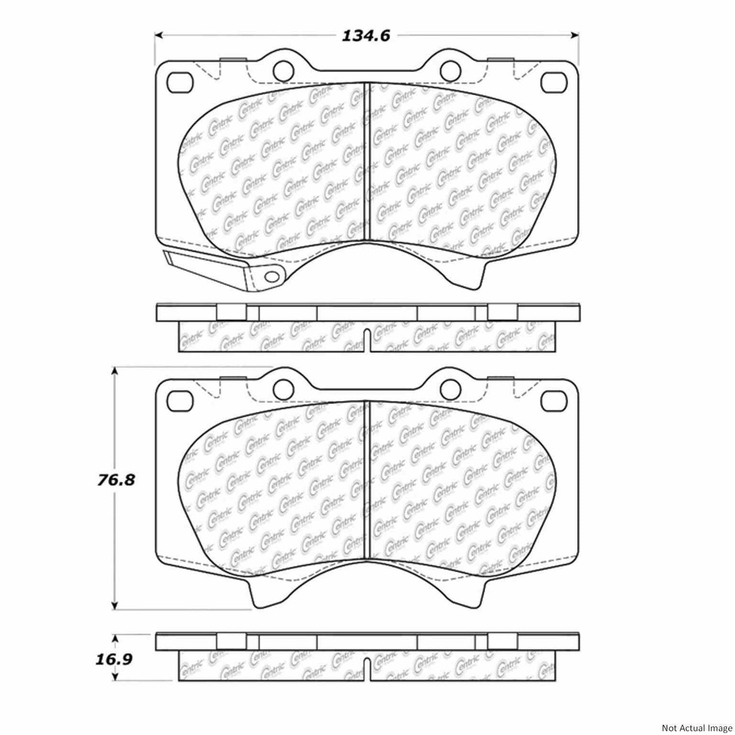 Front View of Front Disc Brake Pad Set CENTRIC 103.09760